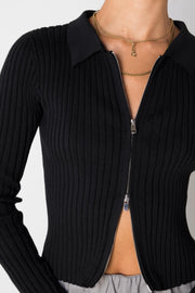 Daisy Street Knitted Collared Cardigan With Zip Detail