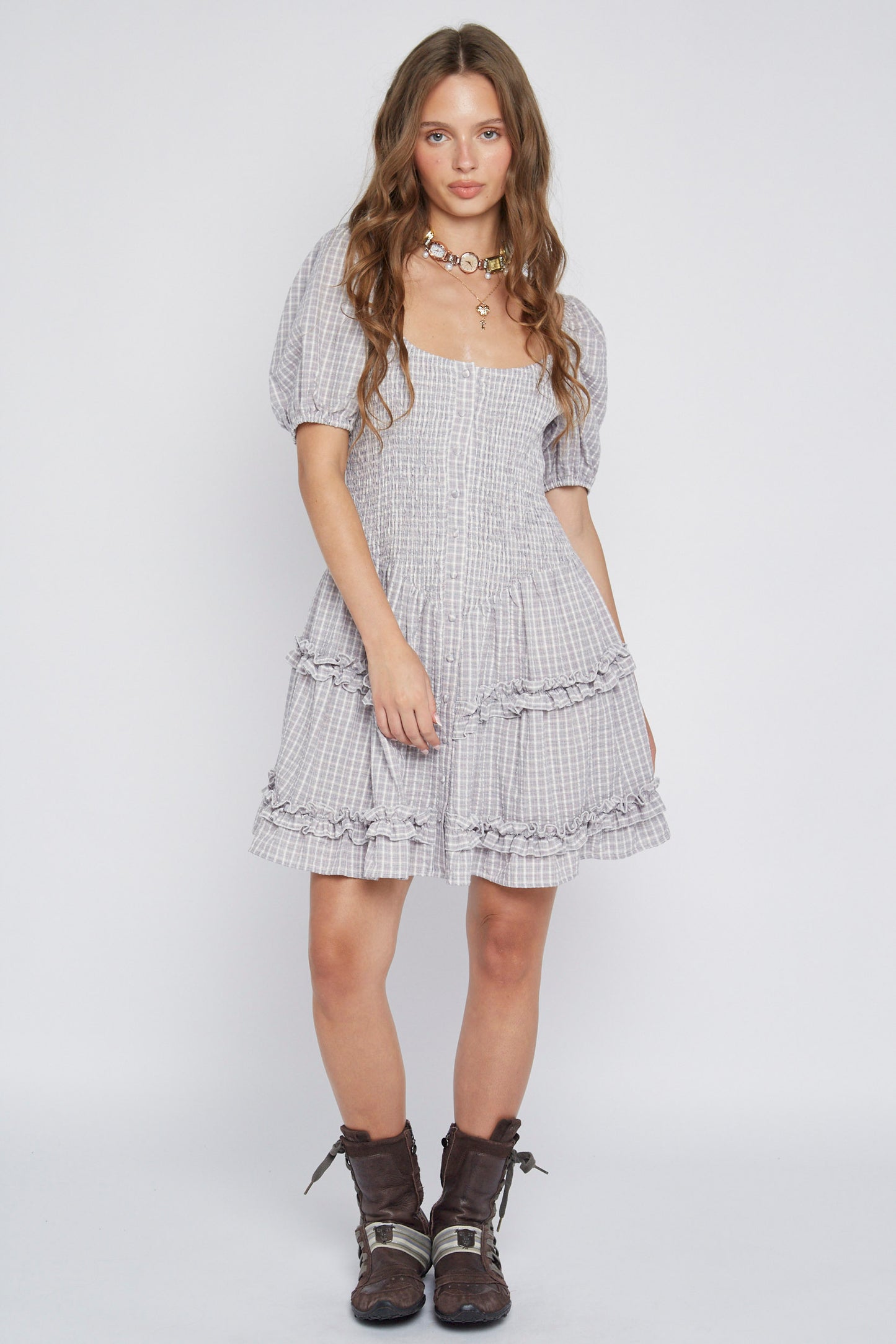 Mae Checked Mini Dress