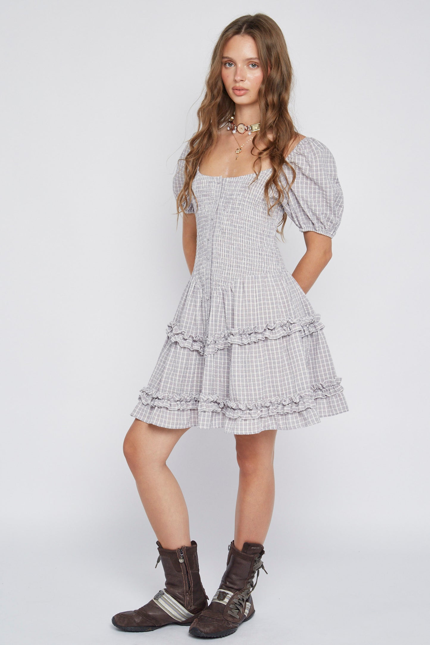 Mae Checked Mini Dress