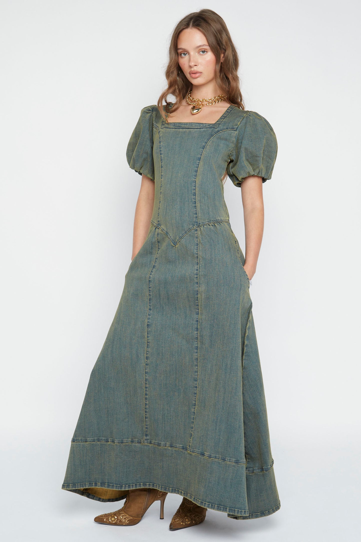 Rhea Denim Maxi Dress