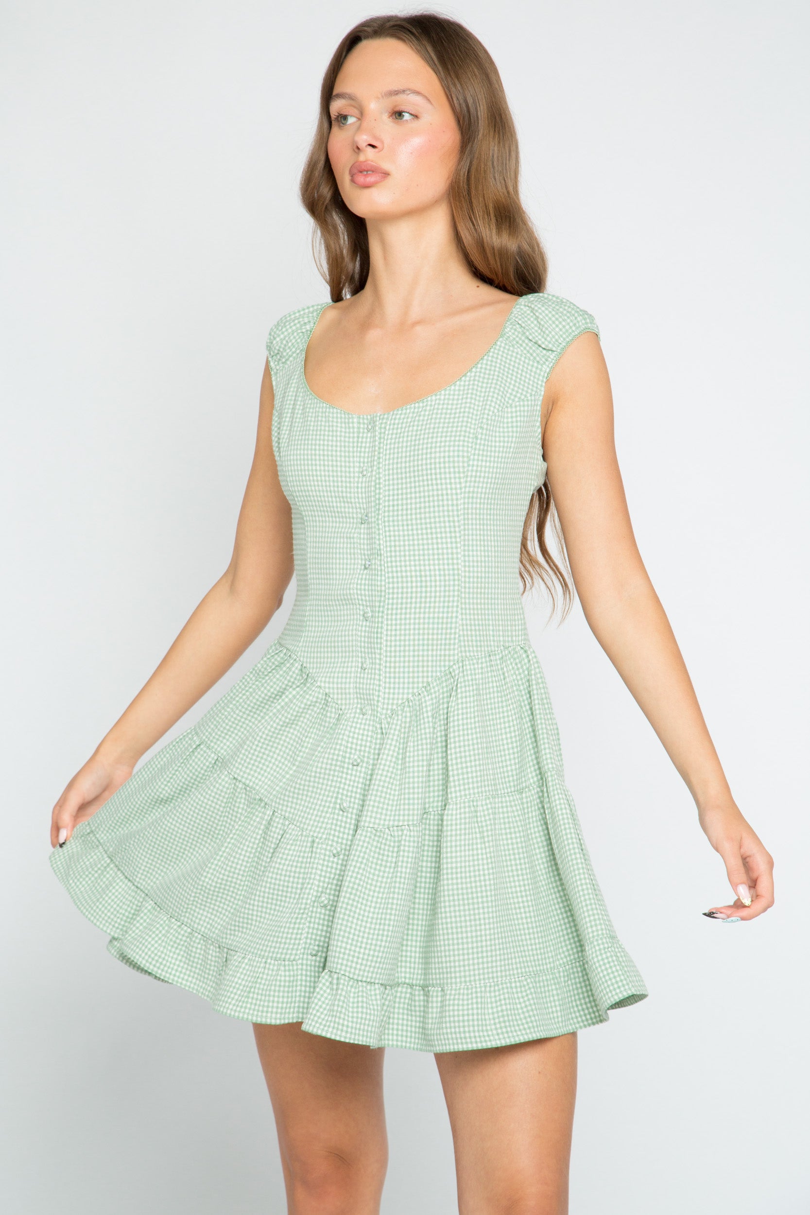 Sorrel Green Check Mini Dress – Daisy Street