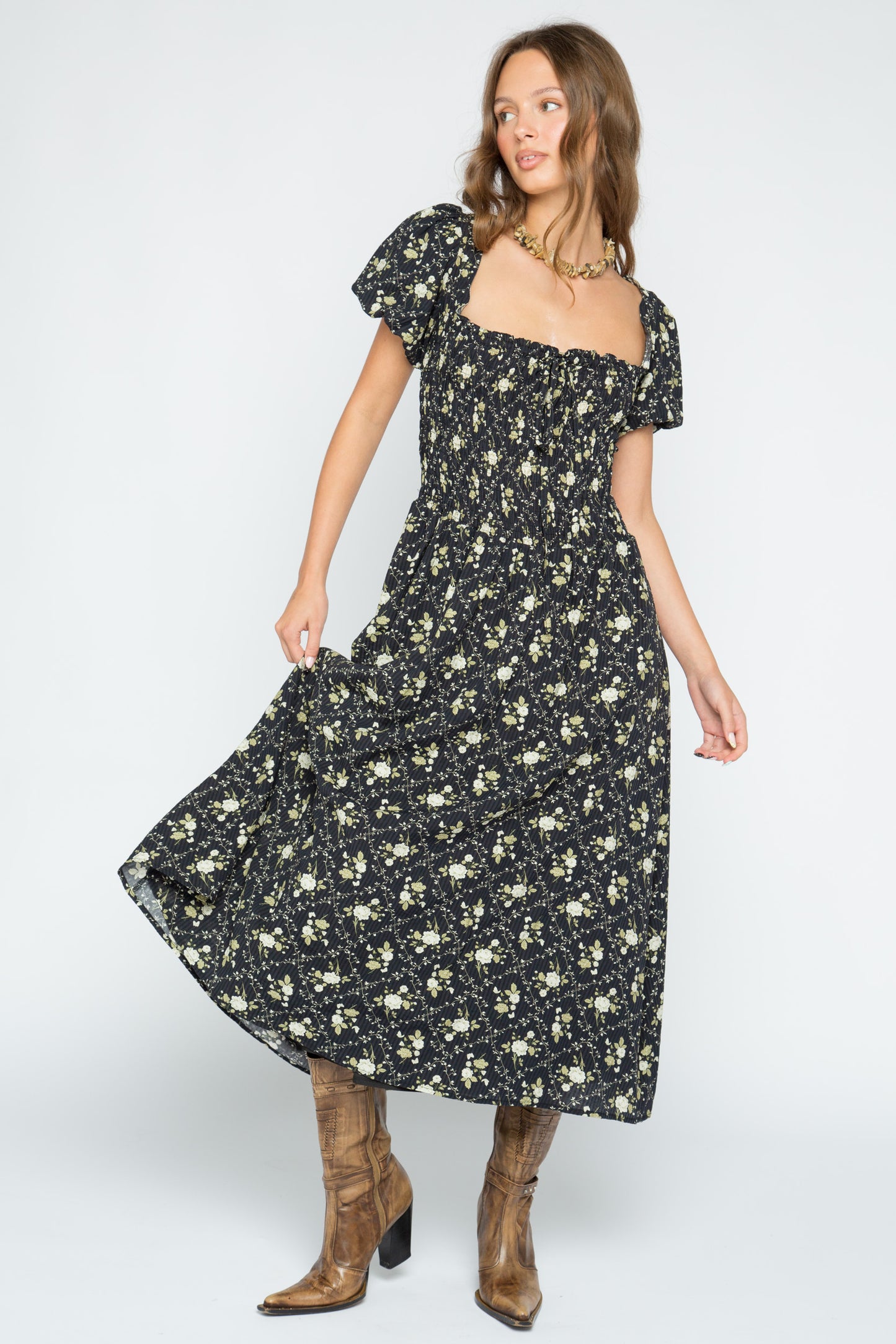 green flutter sleeve midi dress Park Avenue Flutter Sleeve Midi Dress Abstract Green