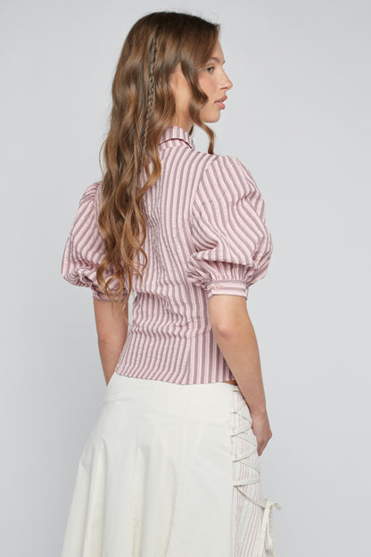 Gelato Stripe Puff Sleeve Blouse