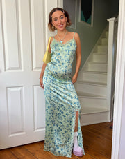Daisy Street x Chloe Davie 90s Printed Maxi Dress with Lace Trim