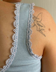 Daisy Street x Chloe Davie Ribbed Vest Top with Lace Trim