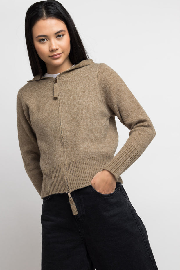 Daisy Street Hooded Cardigan With Zip Detail