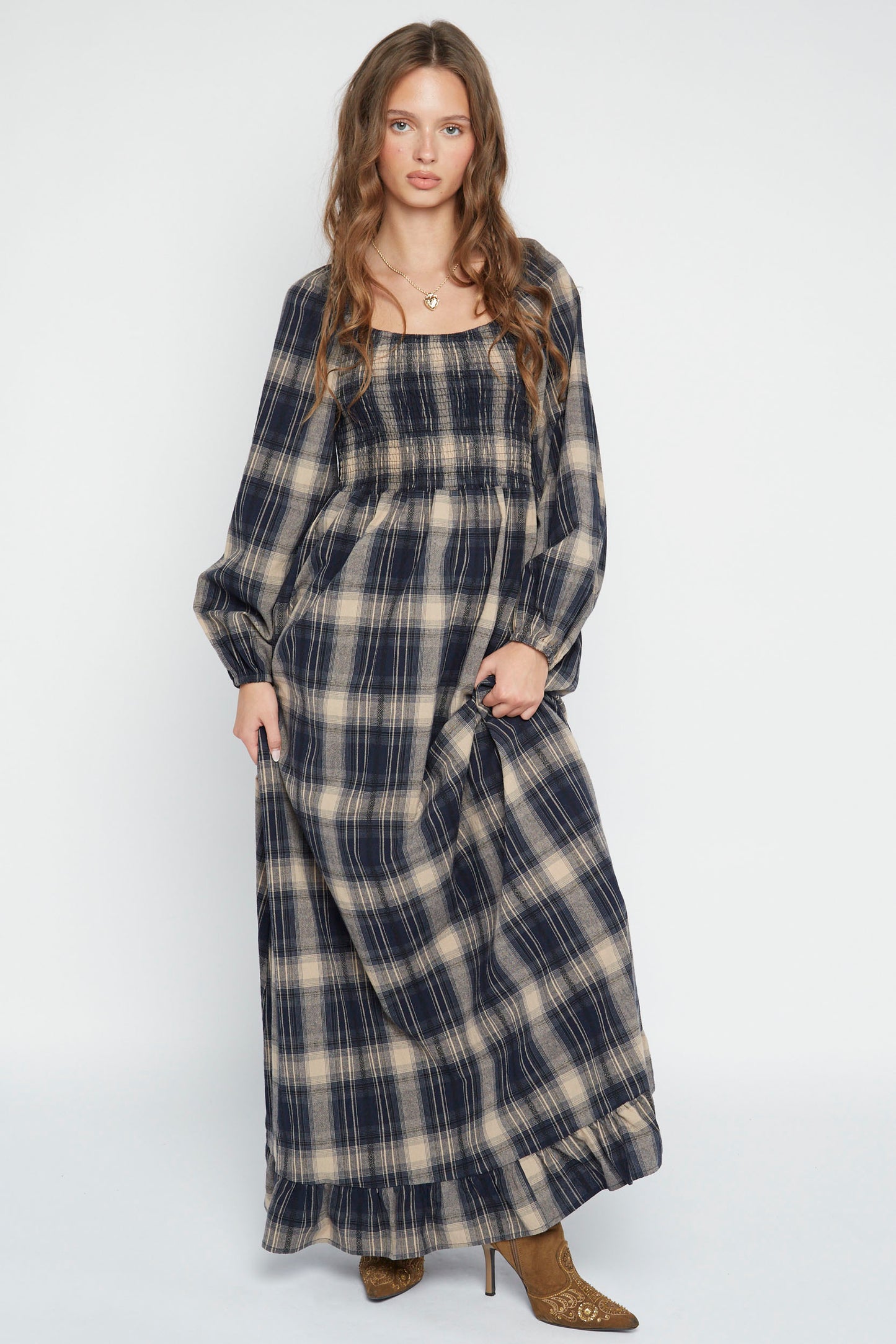 Shella Check Maxi Dress