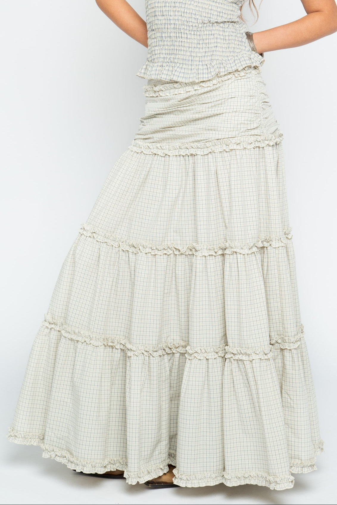 Dew Check Maxi Skirt