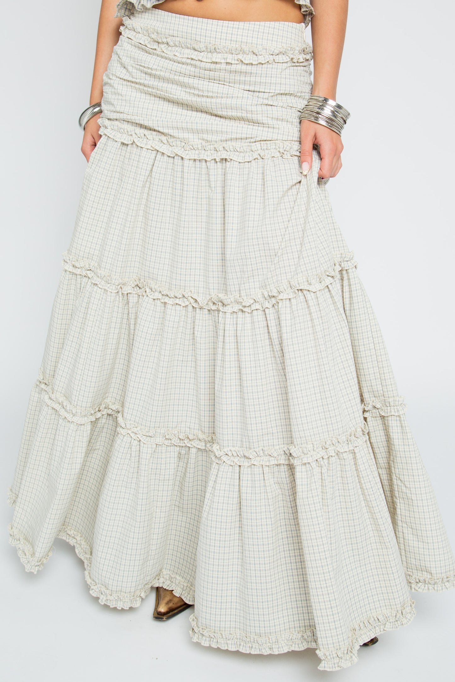 Dew Check Maxi Skirt