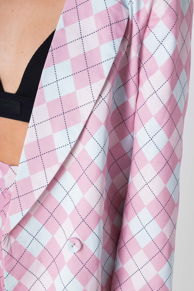Daisy Street RELAXED FIT BLAZER IN ARGYLE PRINT