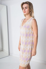 Daisy Street Knitted Vest Dress In Argyle Design