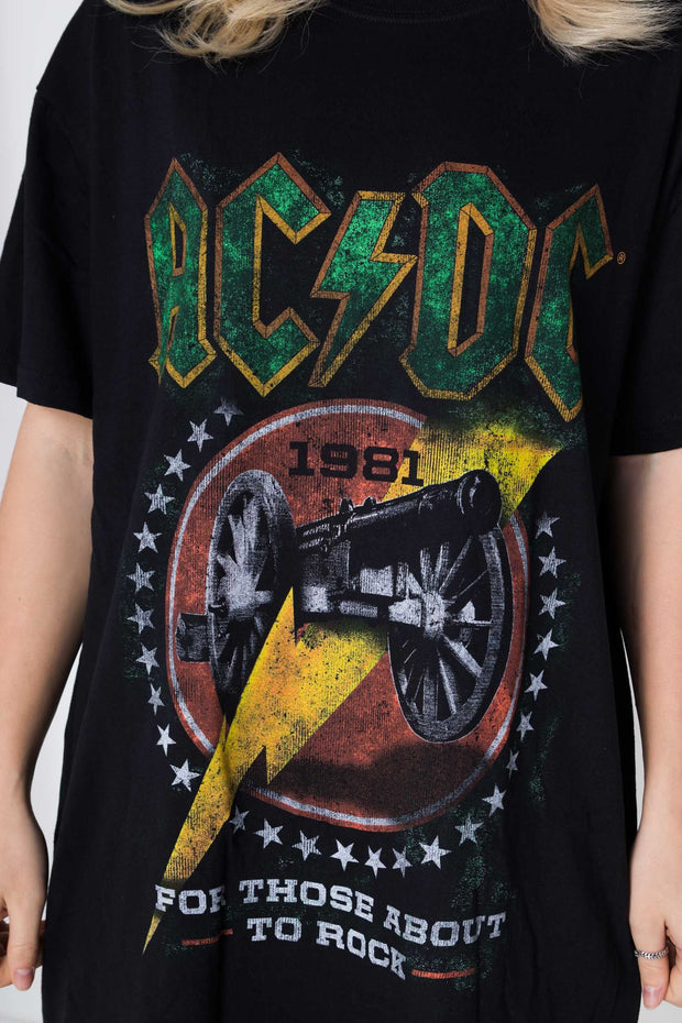 Daisy Street Licensed ACDC 1981 'For Those About To Rock; T-Shirt Dress