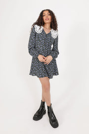 Daisy Street Floral Dress with Lace Collar