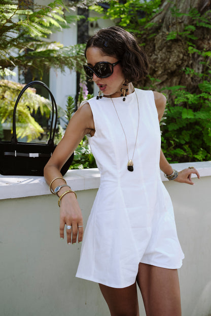 Ripple White Playsuit