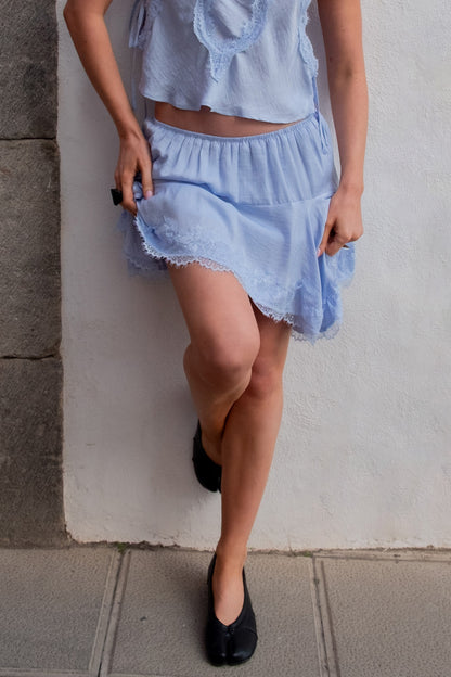 Emma Jean x Daisy St. Blue Asymmetric Mini Skirt