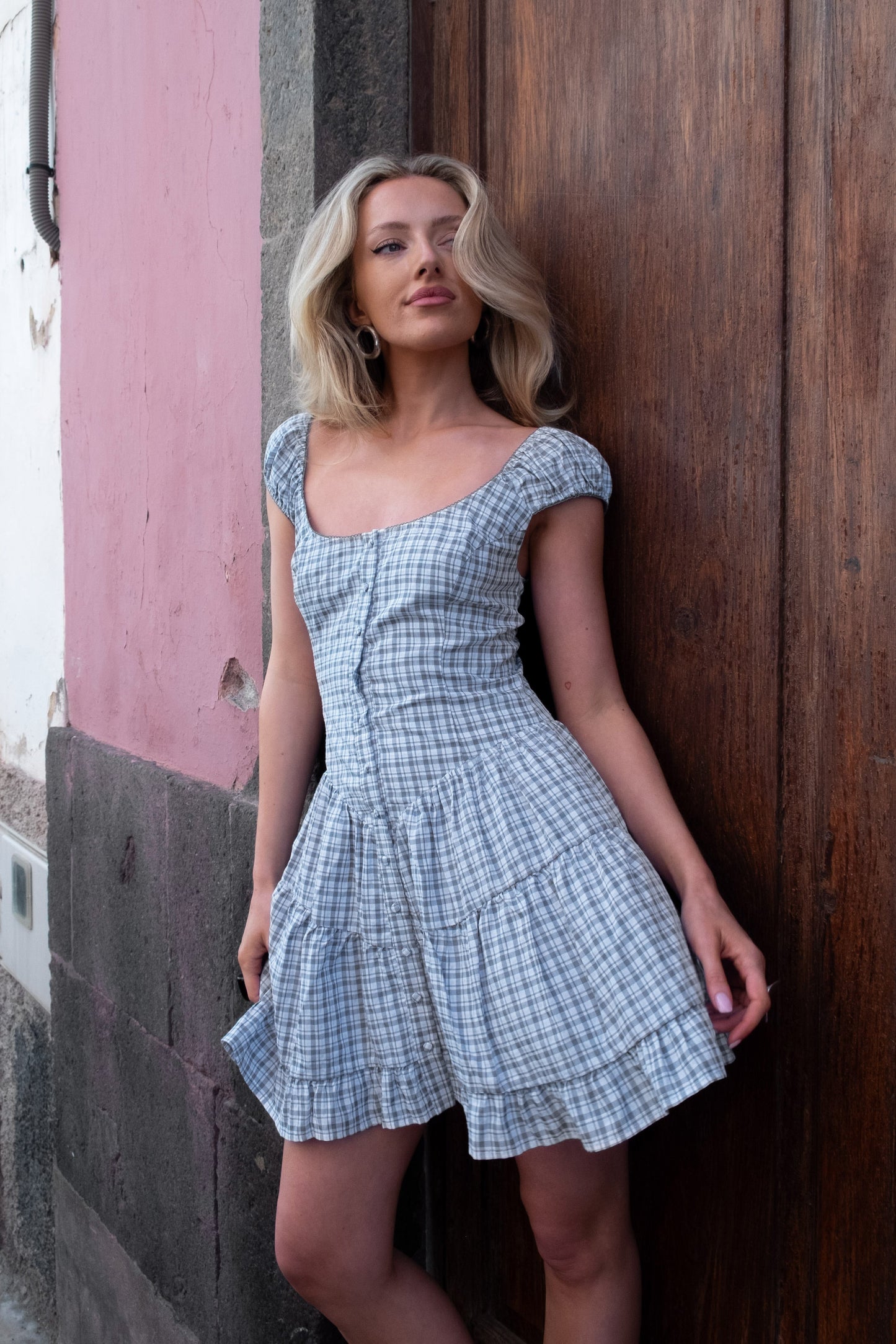 Emma Jean x Daisy St. Check Blue Mini Dress
