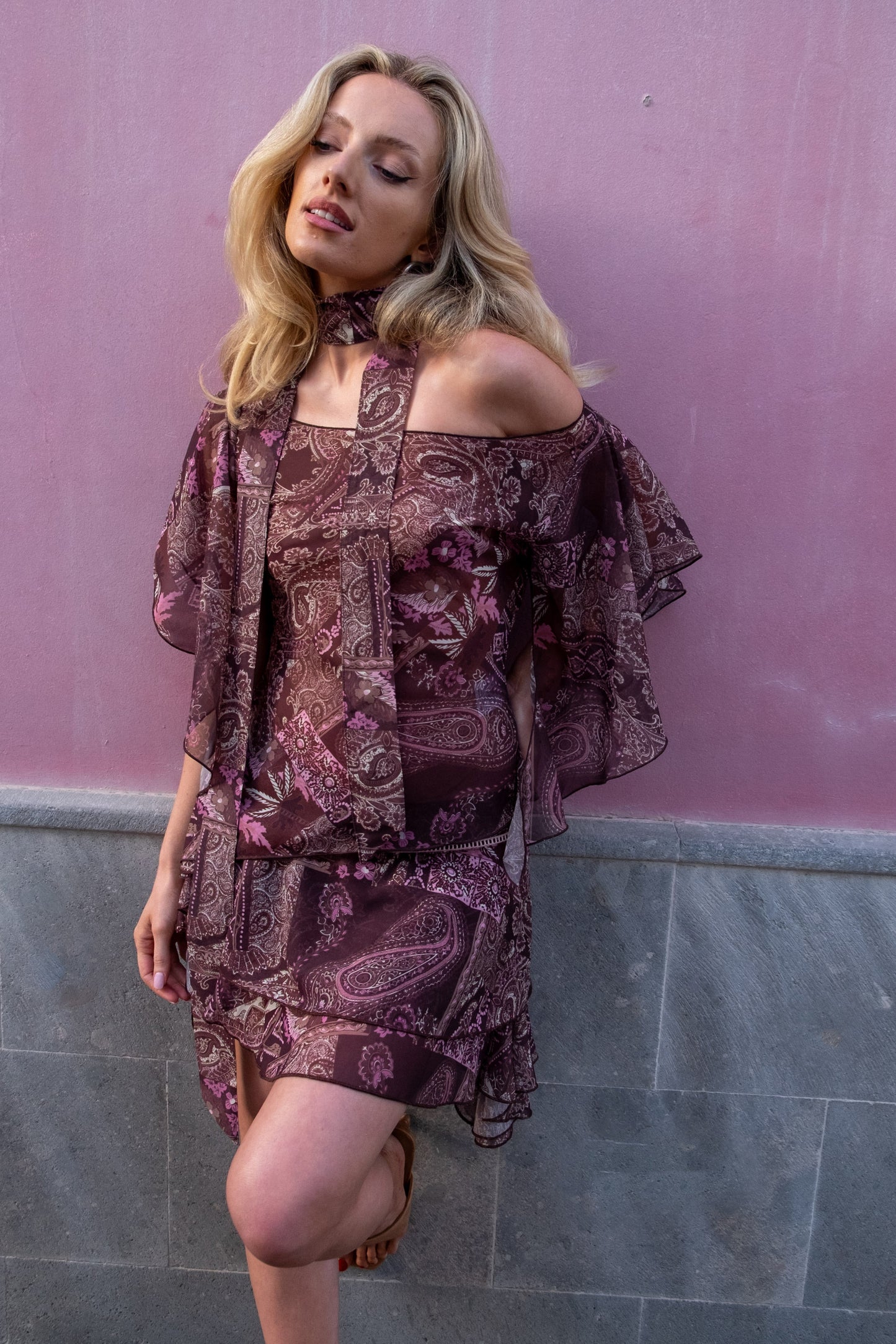 Emma Jean x Daisy St. Brown Asymmetric Paisley Skirt