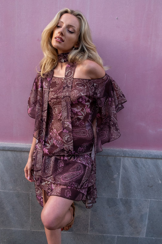 Emma Jean x Daisy St. Brown Paisley Scarf Top