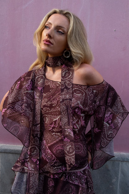 Emma Jean x Daisy St. Brown Paisley Scarf Top