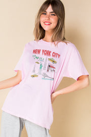 Daisy Street Relaxed T-Shirt with New York Print