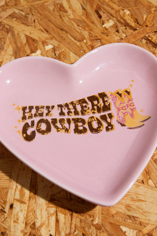 Daisy Street Heart Trinket Tray With Cowboy Print