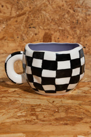 Daisy Street Wobbly Mug With Checkerboard Print