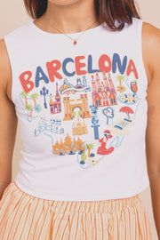 Daisy Street Vest Top With Barcelona Puff Print