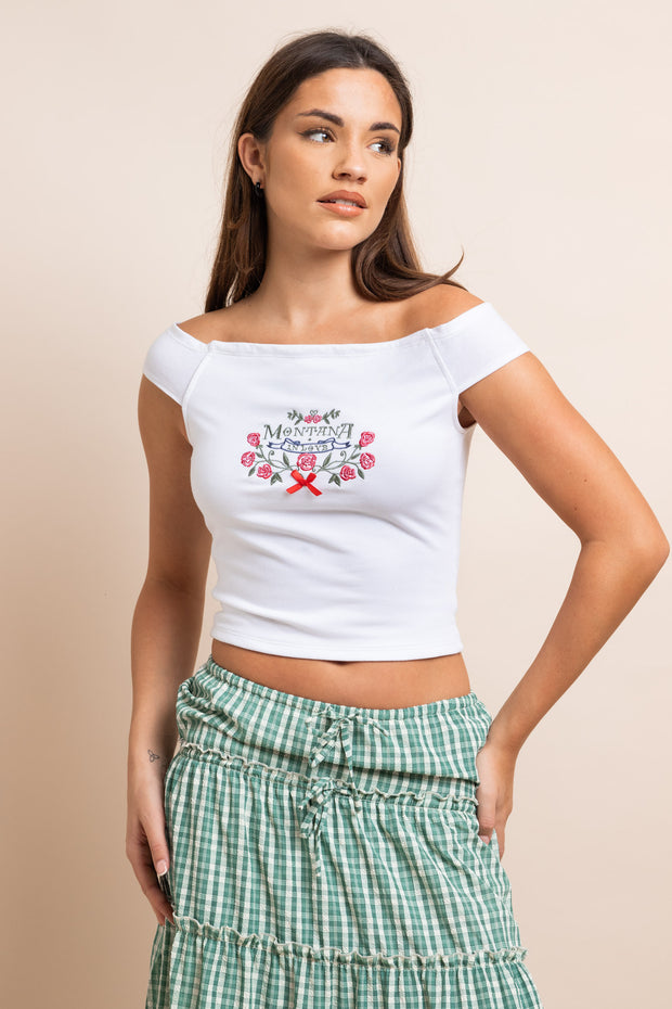 Daisy Street Embroidered Off The Shoulder Top
