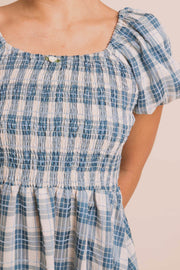 Daisy Street Shirred Bodice Midi Dress In Check