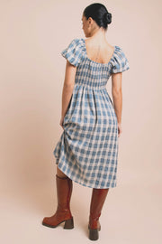 Daisy Street Shirred Bodice Midi Dress In Check