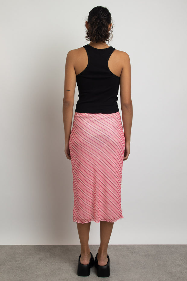 Daisy Street Pink Stripe Mesh Skirt