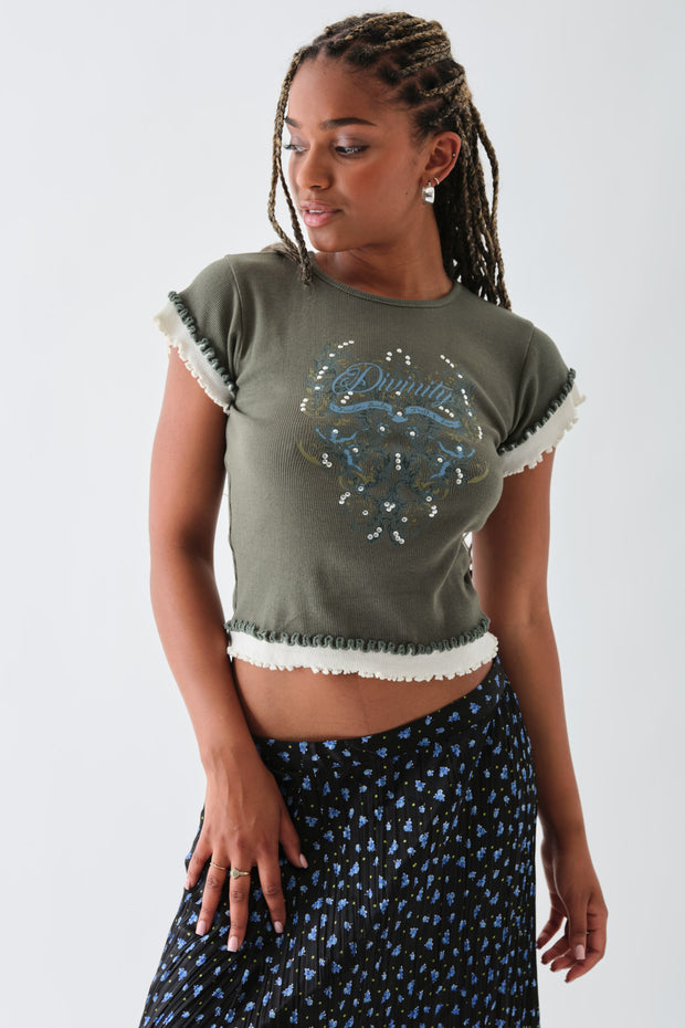 Daisy Street Double Layer Effect Baby Tee