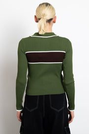 Daisy Street Knitted Stripe Collar Top With Zip