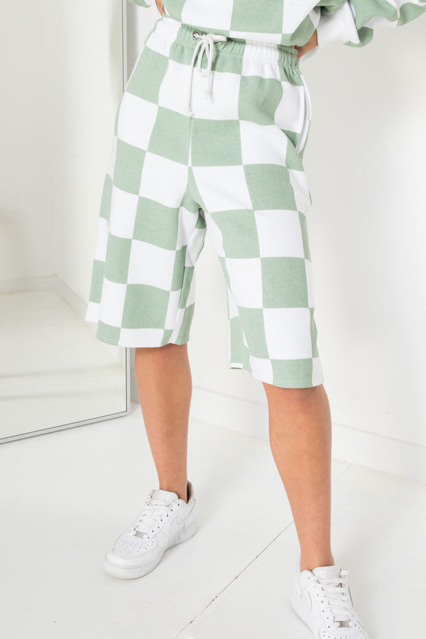 Daisy Street Boy Shorts In Checkerboard Style