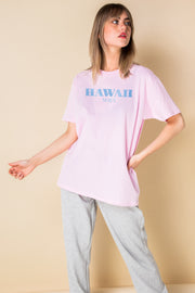 Daisy Street Relaxed T-Shirt with Hawaii Print