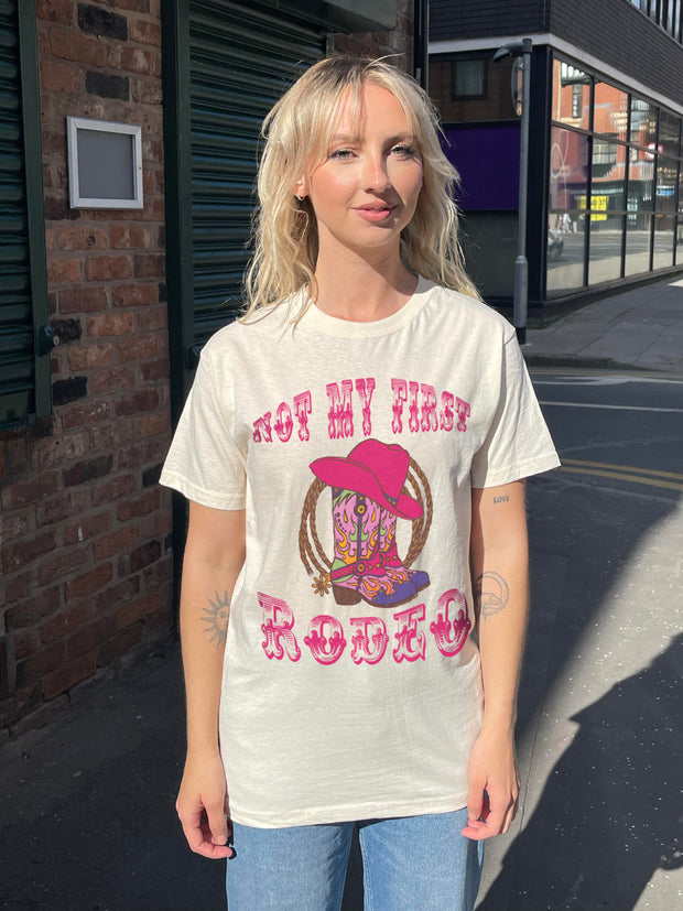 Daisy Street Relaxed T-Shirt with Not My First Rodeo Graphic