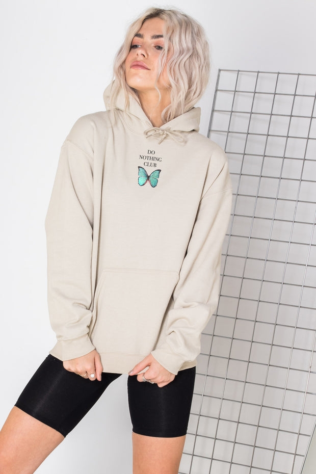 Daisy Street Oversized Hoodie with Do Nothing Club Print