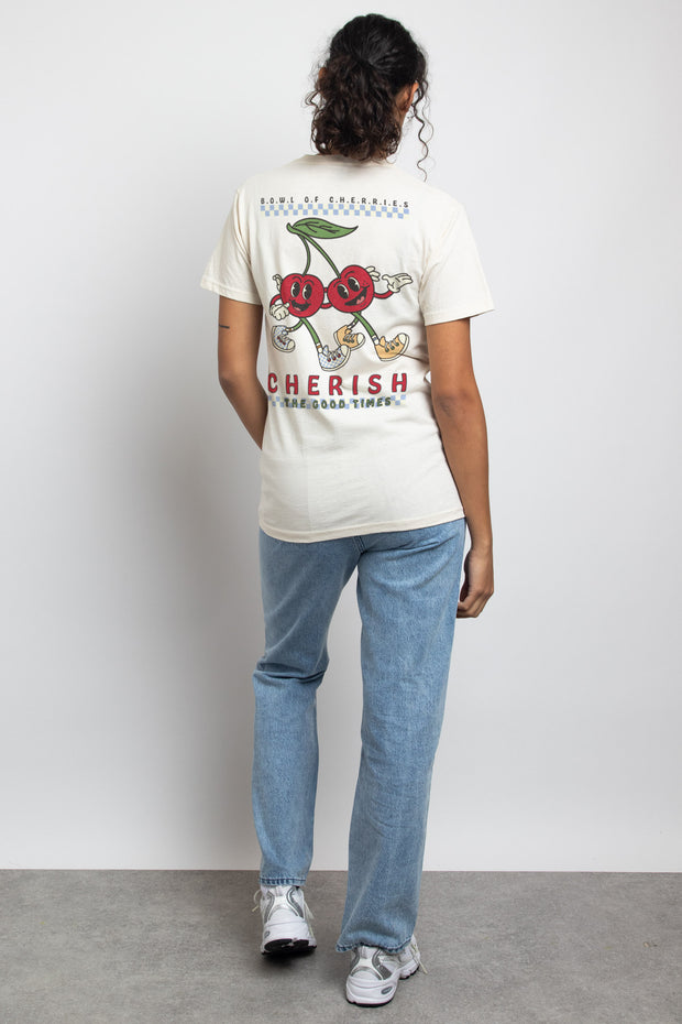 Daisy Street Relaxed T-Shirt with Cherish The Good Times Print