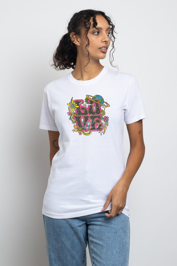 Daisy Street Relaxed T-Shirt with Love Print