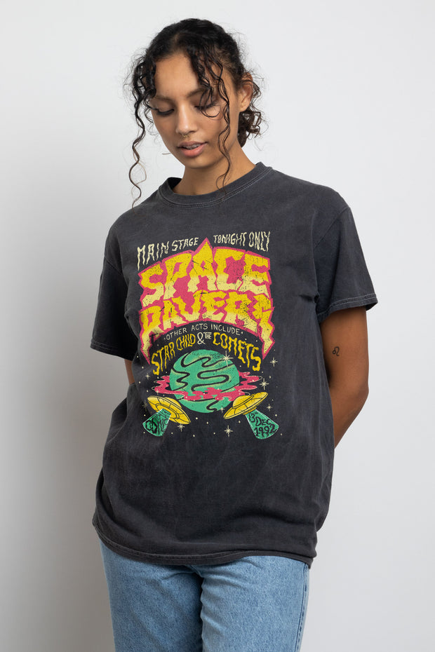 Daisy Street Relaxed T-Shirt with Space Raver Print