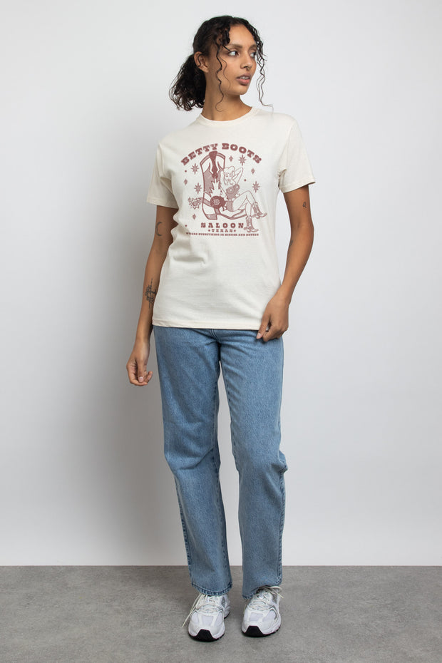 Daisy Street Relaxed T-Shirt with Betty Boots Print