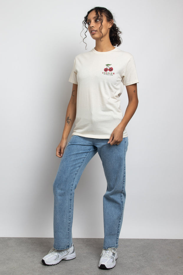 Daisy Street Relaxed T-Shirt with Cherish The Good Times Print