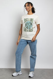 Daisy Street Relaxed T-Shirt with Peace and Love Print