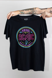 Daisy Street Relaxed T-Shirt with Neon AC/DC Print