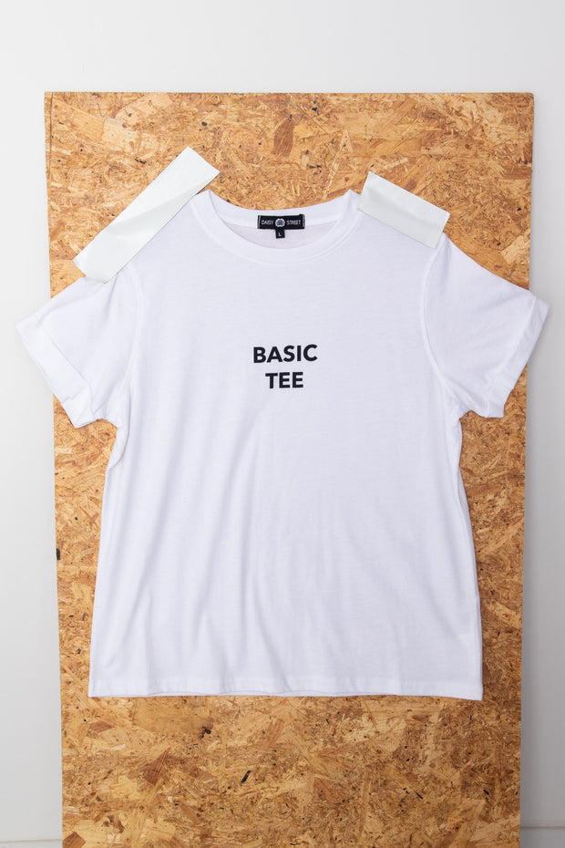 Daisy Street Cropped T-Shirt with Basic Tee Print