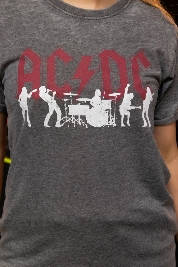 Daisy Street Relaxed T-Shirt with AC/DC Silhouette Print