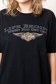 Daisy Street Regen Harley Davidson T-Shirt with Crow River Print