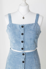 Daisy Street Button Up Crop Top in Cord