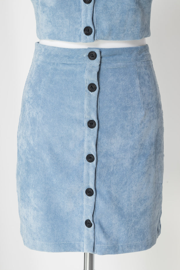 Daisy Street Button Up Mini Skirt in Cord