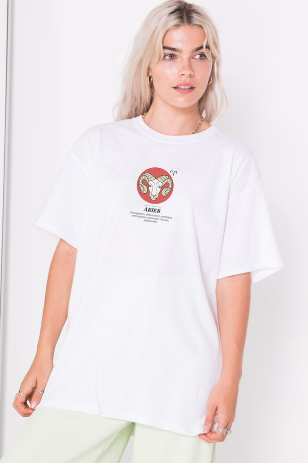 Daisy Street Relaxed T-Shirt with Aries Print